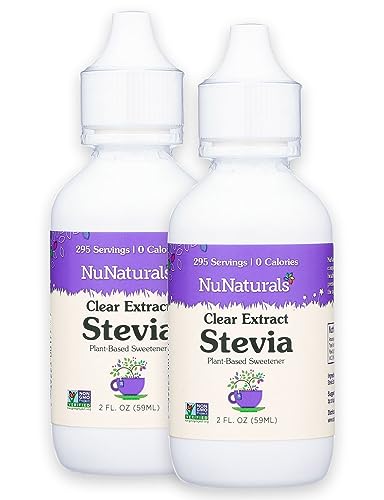 NuNaturals Liquid Stevia Sweetener, Clear Unflavored, Plastic, 2oz (2-Pack)