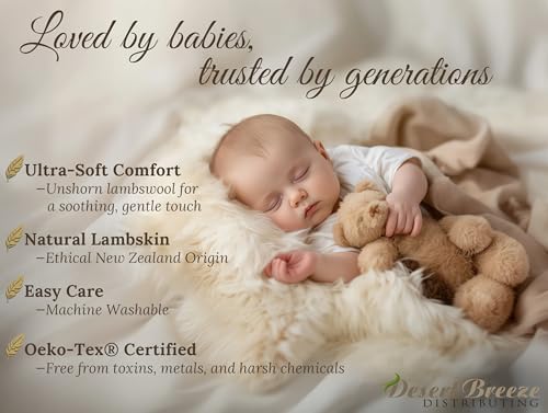 New Zealand Lambskin Baby Rug, Unshorn Sheepskin, Large 2x3 ft