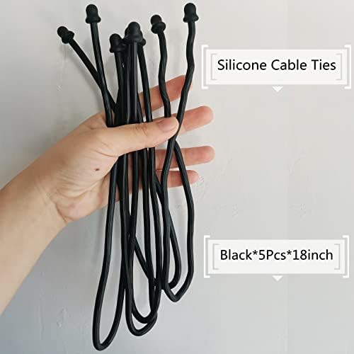 5Pcs 18in Silicone Cable Tie, Steel-Cord Twist Ties, Organizer