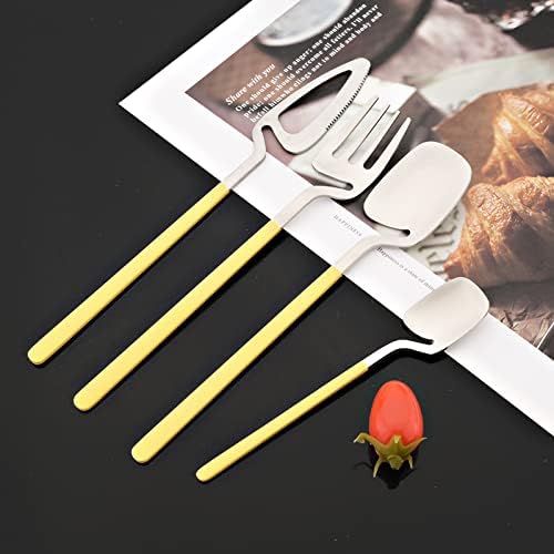 JASHII Hangable Silverware Set, Matte Rainbow Flatware Cutlery Set Service for 2