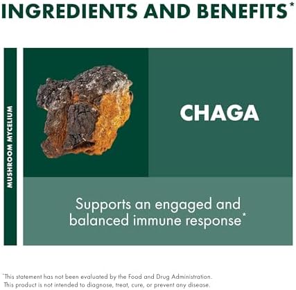 Host Defense Chaga Capsules - Immune System Support Supplement - Chaga Mushroom Capsules for Antioxidant Activity Support - Dietary Mushroom Supplement - 60 Capsules (30 Servings)*