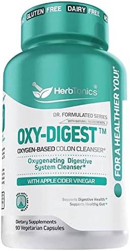 Herbtonics Oxygen Based Colon Cleanse and Detox Digestive System Formula | with Apple Cider Vinegar | Colon Cleanser Pills for Adults | 90 Gluten