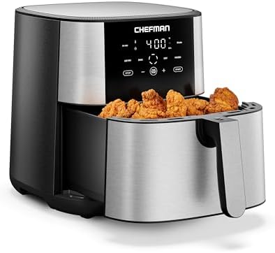 Chefman Air Fryer 8 Qt | TurboFry® 4-in-1 with 450°F Hi-Fry Option for Crispier Results | Bake, Dehydrate