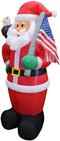 6 FT Patriotic Christmas Inflatable Santa Claus with Eagle & American Flag | Lighted Yard Blow-Up, Outdoor/Indoor Use, Self-Inflating Blower