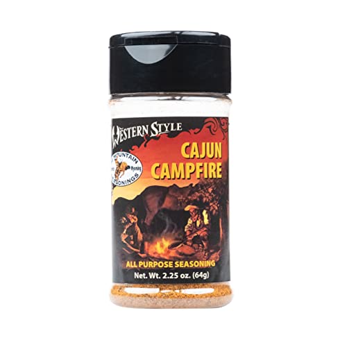 Hi Mountain | CAJUN CAMPFIRE SEASONING | Cajun Blend | 2.25 Oz | Bold Cajun seasoning for steak, shrimp, seafood, chicken and vegetables with smoky campfire-inspired flavor
