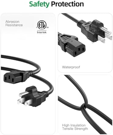Superer 3 Prong AC Power Cord Cable Fit for Sony PlayStation PS3 First Generation(Fat), Xbox 360 1st Generation(Fat) Replacement