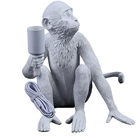 Resin Hemp Rope Monkey Table Light Retro Edison Monkey Desk Resin Sitting Monkey Lighting Fixture E27 for Dining Living Room Bedroom Bar Cafe