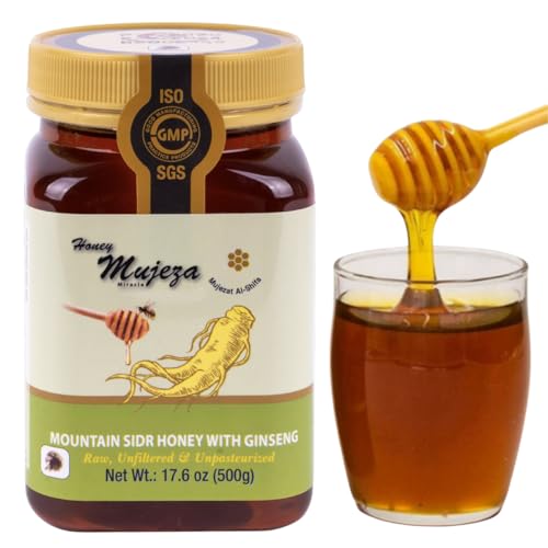 Authentic Mountain Sidr Honey - Jujube Honey, Supports Mental Health, Memory and Cognition, 100% Natural, Raw Liquid Honey, Gluten Free (500g / 17.6oz)