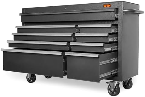 WEN 52-Inch Premium Rolling Tool Cabinet, Black, Heavy Duty 21-Gauge Powder-Coated Steel Construction, for Garage and Workshop (GG532B)