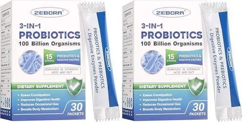 ZEBORA Probiotic Powder for Women & Men, 100 Billion CFU, 30 Packets