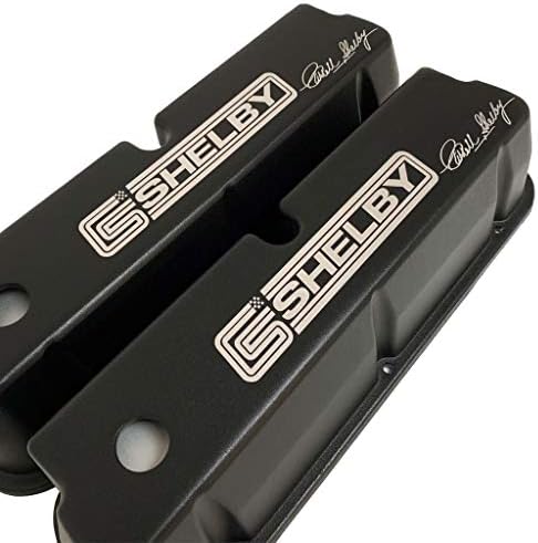 Compatible with Ford 289, 302, 347, 351 Windsor Tall Carroll Shelby Signature Black Valve Covers
