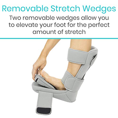 Vive Plantar Fasciitis Night Splint Plus Trigger Point Stretch Wedges | Soft Leg Brace Support, Orthopedic Sleeping Immobilizer Stretch Boot (Large: Men's: 8.5-11, Women's: 10-12)