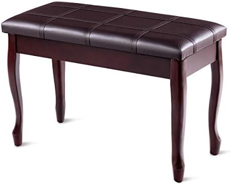 Giantex Duet Piano Bench with Storage, Keyboard Bench with Padded Cushion, Solid Wood Legs, Storage Compartment for Music Books, Comfortable PU Leather Piano Stool, 360 LBS Load Capacity