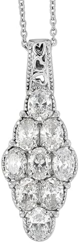 Cubic Zirconia Pendant Necklace in Stainless Steel 20 Inches