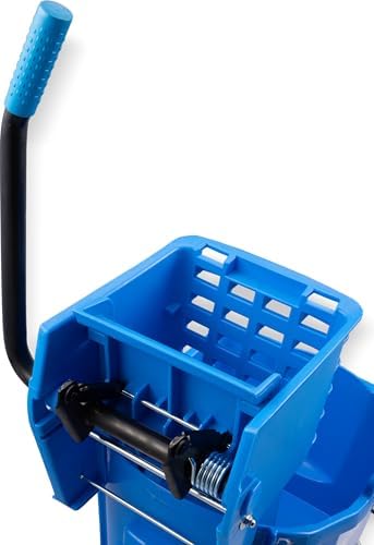 Carlisle FoodService Products 26 Qt Mop Bucket with Side Wringer, Yellow | 18.5 x 16.5 x 16.5 Inches, 34.25-Inch Handle Height, 50,000-Cycle Wringer, Non-Marking Casters, Assembly Required