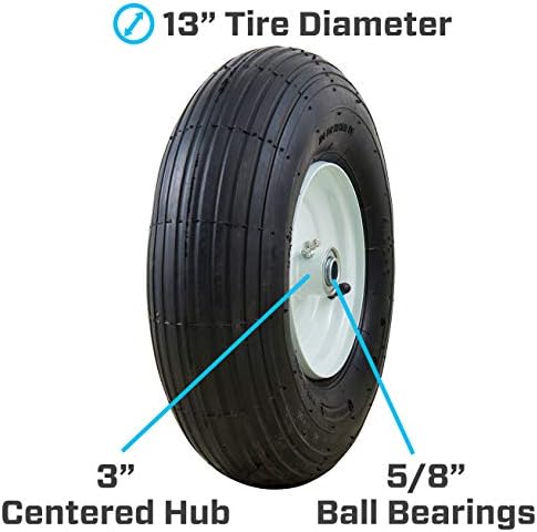 Marathon 4.00-6" Pneumatic (Air Filled) Tire on Wheel, 3" Hub, 5/8" Bearings