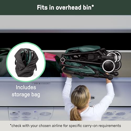 Ingenuity 3D Travelmate Pro Lightweight Travel Stroller with Fold-Away Ride-On Board for Toddlers, Airplane Overhead Bin Compatible, Car Seat Ready, One-Hand Fold