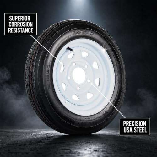 eCustomrim 2-Pack Trailer Tire Rim Assembly 4.80-12 480-12 4.80 5 Lug White | 12 Inch 5 Bolt on 4.5 Inch Center, Load Range B 4 Ply Tire