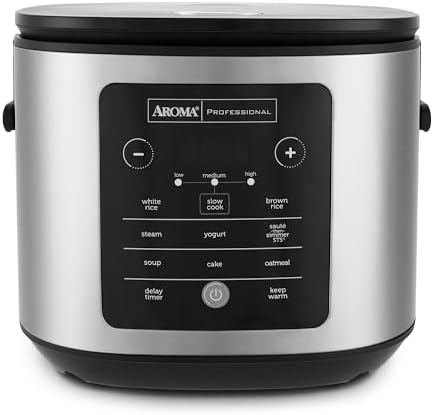 AROMA Digital Rice Cooker, 4-Cup (Uncooked) / 8-Cup (Cooked), Steamer, Grain Cooker, Multicooker, 2 Qt, Stainless Steel Exterior, ARC-914SBD