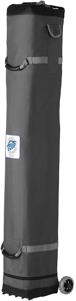 E-Z UP Vantage Instant Shelter Canopy, 10' x 10', Steel Gray Powder-Coated Steel Frame with Wide-Trax Roller Bag & 4 Piece Spike Set, Black