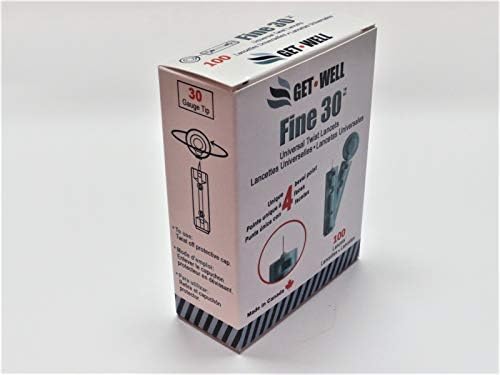 GET WELL Fine 30g Universal Twist Lancets 100 Ct. - Made in Canada ! & Fora V10/D10/D20/V12/Premium V12 Blood Glucose Test Strips 100 Ct. (EXP