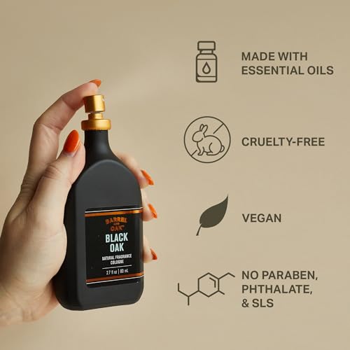 Barrel & Oak Essential Oil Based Cologne for Men, Bourbon Cedar, 2.7 oz | Long-Lasting Men's Cologne, Day & Night Fragrance, Paraben & SLS Free, Gifs forMen