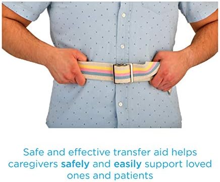 NOVA Medical Gait Belt 72” – Metal Buckle Transfer Belt for Patient Mobility, Striped Cotton, Adjustable Walking Assist for Elderly, Caregivers & Nurses – Durable, Washable, Portable with Bag