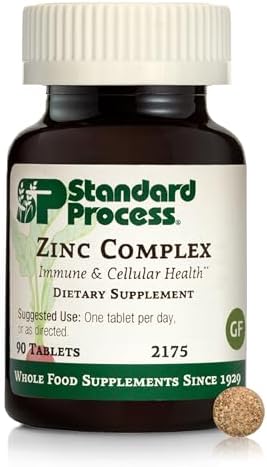 Standard Process Zinc Complex - Enzyme Function Support to Aid Normal Testes Function - Supports Immune Health & Cellular Energy - Gluten-Free