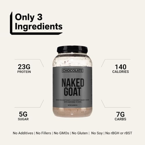 NAKED Goat - Pasture Fed Goat Whey Protein Powder from Small-Herd Wisconsin Dairies, 2Lb Bulk, GMO Free, Soy Free. Easy to Digest - All Natural - 23 Grams of Protein - 30 Servings