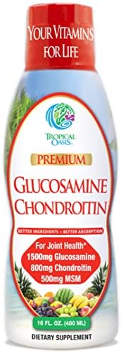 Tropical Oasis–Premium Liquid Glucosamine Chondroitin & MSM- Liquid Joint Support Formula 1500mg Glucosamine, 800mg Chondroitin