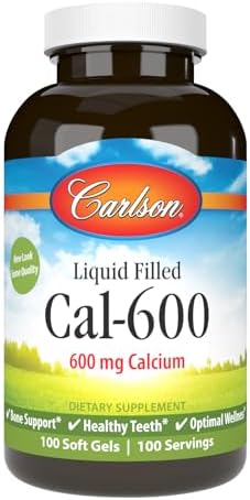 Carlson Cal-600, 600 mg, Calcium, Liquid Filled, 100 Softgels | Bone Support; Healthy Teeth; Optimal Wellness