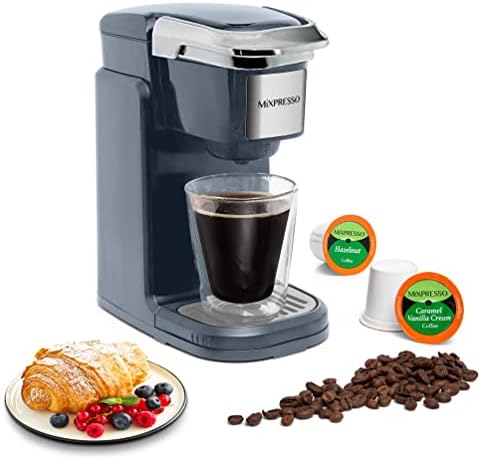 Mixpresso Single Serve Coffee Maker K Cup Coffee Maker for K Pods & Grounds | Compact 800W White Coffee Machine with 14 Oz Water Tank, Fast Brew & Auto Shut-Off, Small Design for Travel RV, Office& Dorm
