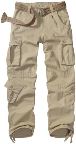 Mens Cargo Pants Camo Work Tactical Rip Stop BDU Casual Army Military Pants | 100% Cotton,Wear Resistant,Breathable,Sweat-absorbent,Men's Wild Cargo Pants with 8 Pockets,Relaxed Loose Fit Hiking Pants
