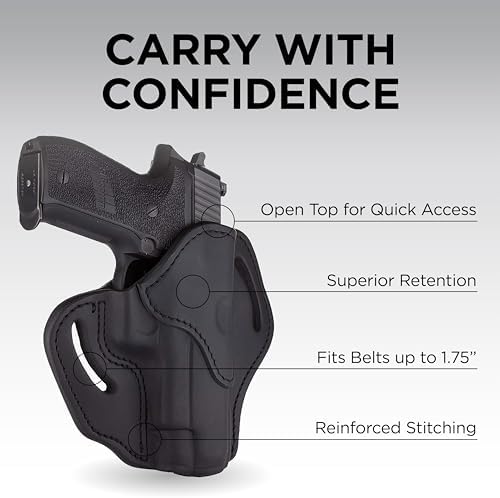 1791 Gunleather OWB Holster, Fits Sig P226, P220, P229, Beretta 92FS, VP9 | Right-handed leather gun holster also fits Beretta M9, Glock 17, 20, 21, 22, Springfield XD and 1911 with full rail