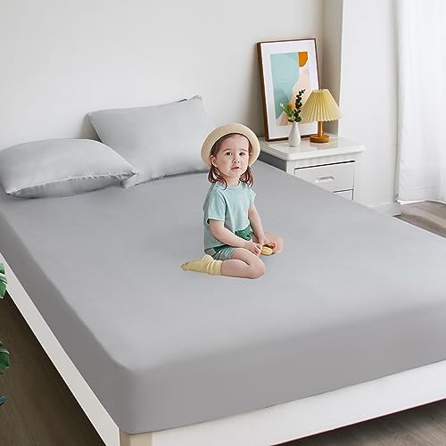 2 Pack Hospital Bed Sheets Fitted 36’’×84’’×14’’ Hospital Bed Sheet, Grey | Fit for Home & Hospital Care Beds, Shrinkage & Stain Resistant RV Twin Sheets for RV Twin/Bunk Mattress