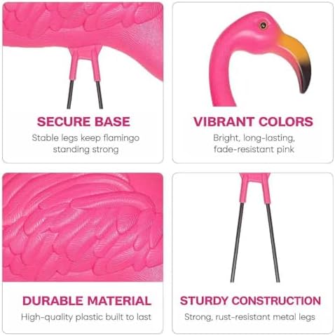Pink Flamingos Yard Decorations - 2 Pack Extra Large 24" Tall Plastic Flamingo Statue w/Metal Stakes - Lawn Ornaments & Garden Decor for Outdoor
