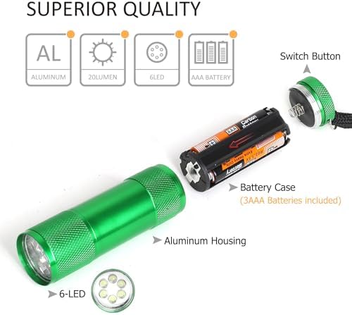 FASTPRO 20-Pack Aluminum 6-LED Flashlights Set with AAA Batteries Included | Mini Flashlights with Lanyard, Flashlights Bulk, Holiday Gifts