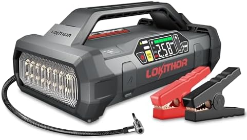 LOKITHOR JA400 Jump Starter with Air Compressor(7.5L Gas & 5.5L Diesel) | 1750A 12V Portable Jumper Box | 150PS 40LPM Tire Inflator, Digital Display