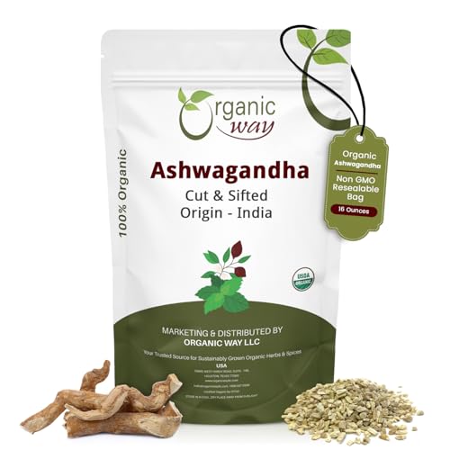 Organic Way Ashwagandha Root Cut & Sifted (Withania somnifera) - Organic & Kosher Certified | Vegan