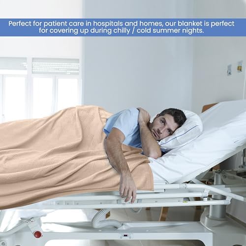Linteum Textile Hospital Thermal SNAGLESS Spread Blanket, 100% Cotton (74x100 in, Blue)