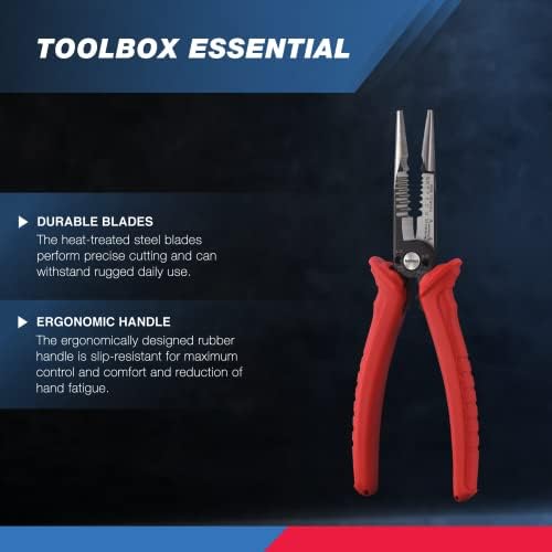 NEIKO 02037A Compact Wire Stripper | 4-in-1 Multi Purpose Electricians Pliers | Wire Crimper, Cutter and Gripper | 12-20 AWG Wire Service Tool | Crimps Insulated & Non-Insulated | Electrical Stripping