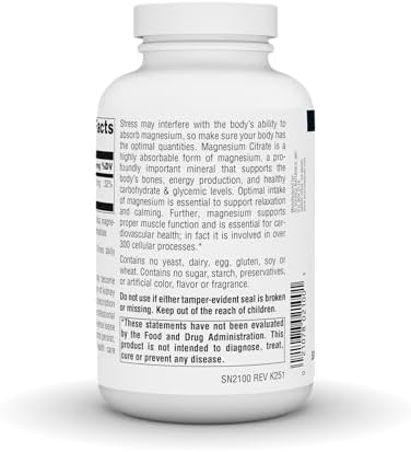 Source Naturals, Magnesium Citrate - 133 mg - 180 Capsules | Supports Bone and Heart Health