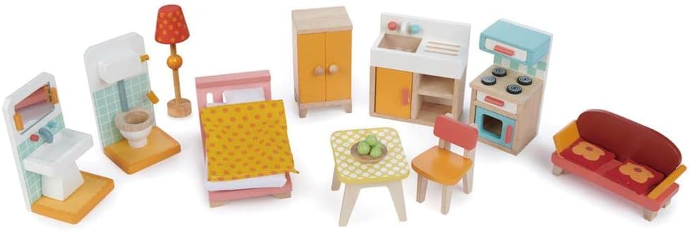 Tender Leaf Toys - Foxtail Villa - Furnished 27.95” Tall Town Style Pretend Play Doll House - Encourage Creative and Imaginative Fun Play for