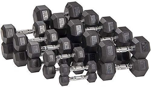 Rubber Encased Hex Dumbbell with Knurled Alloy Material Non-slip Handle, Basic Professional Dumbbell