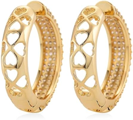 Cubic Zirconia Hoop Earrings in Goldtone