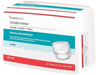 Cardinal Health™ Protective Underwear, Sure Care™ Plus, Heavy Absorbency, Large, Pull-On Adult Disposable Underwear with Tear-Away Seams