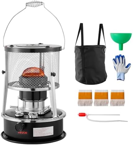 VEVOR 9000 BTU Portable Kerosene Heater & Stove, 2 in 1 Non-Electric Indoor Outdoor Heater with Adjustable Height & Flame & Easy Storage, for Camping
