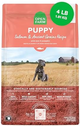 Open Farm Ancient Grains Dry Puppy Food, Chicken & Salmon Kibble, 4lb Bag