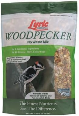 Lyric Woodpecker Wild Bird Seed for Outside Feeders, Shelled, No Waste Bird Seed with Nuts & Dried Fruit, 5 lb Bag | For outside feeders, shelled