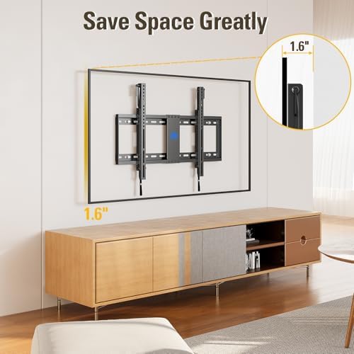 Mounting Dream Tilting TV Wall Mount for Most 37-90 Inch TVs up to 132lbs | Low Profile TV Mount Fits 16", 18", 24" Studs, Max VESA 600x400mm, Wall Mount TV Bracket with Quick Lock & Release, MD2268-LK